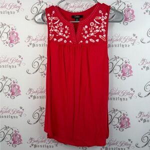 Dalia tank top embroidery flowers Red Floral Embroidered Sleeveless Blouse